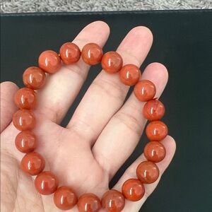 Elegant Orange Red Color Baoshan South Agate Bracelet